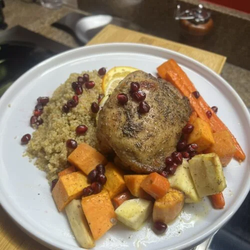 Easy Pomegranate Chicken Recipe with Honey Glaze and Root Vegetables 2 IMG 0691